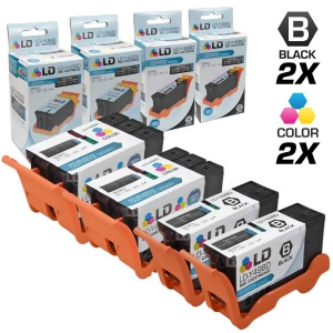 Ld Compatible Set of 4 Series 21 Standard Yield Black Color Ink Cartridges for Dell V313 Printers 2 Black Y498d 2 Color Y499d - All