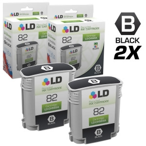 Ld Remanufactured Replacements for Hp 82 / Ch565a Set of 2 Black Inkjet Cartridges for Hp DesignJet 111 and 510 Printers - All
