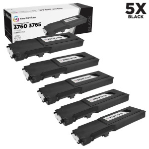 Ld Compatible Dell 331-8429 / W8d60 Set of 5 Black Laser Toner Cartridges for Dell C3760dn C3760n C3765nf Printers - All