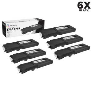 Ld Compatible Dell 331-8429 / W8d60 Set of 6 Black Laser Toner Cartridges for Dell C3760dn C3760n C3765nf Printers - All