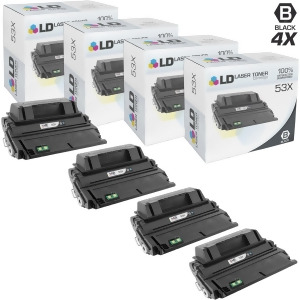 Ld Compatible Replacement for Hp 53X / Q7553x Set of 4 High Yield Black Laser Toner Cartridges for LaserJet M2727 Mfp M2727 nf Mfp M2727nfs Mfp P2015 