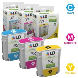 Ld Remanufactured Replacements for Hp 82 3Pk Ink Cartridges Includes 1 C4911a C 1 C4912a M 1 C4913a Y for Hp DesignJet cc800ps 500 500Ps 510 800 800Ps