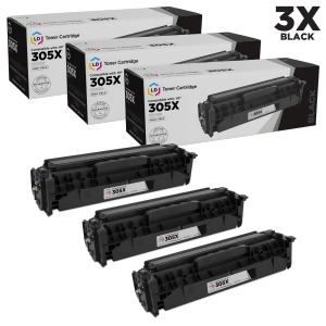 Ld Compatible Replacements for Hp 305X / Ce410x Set of 3 High Yield Black Toner Cartridges for Hp LaserJet Pro 300 Color Mfp M375nw 400 Color M451dn M