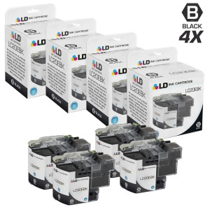 Ld Compatible Brother Lc20ebk Set of 4 Super High Yield Black Ink Cartridges for Brother Multifunction Mfc-j5920dw - All