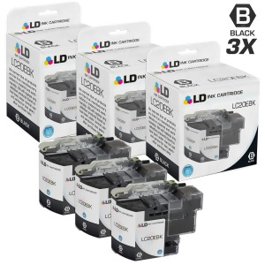 Ld Compatible Brother Lc20ebk Set of 3 Super High Yield Black Ink Cartridges for Brother Multifunction Mfc-j5920dw - All