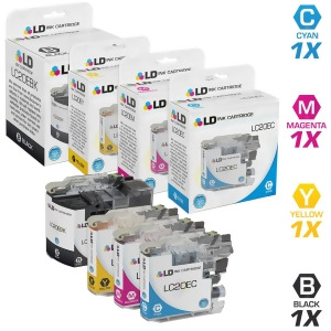 Ld Compatible Brother Lc20e Set of 4 Ink Cartridges 1 Lc20ebk Black 1 Lc20ec Cyan 1 Lc20em Magenta and 1 Lc20ey Yellow for Mfc-j5920dw - All