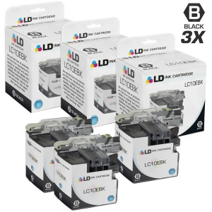 Ld Compatible Brother Lc10ebk Set of 3 Super High Yield Black Ink Cartridges for Brother Multifunction Mfc-j6925dw - All