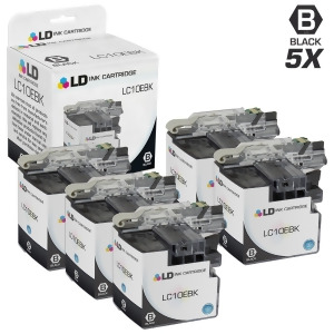 Ld Compatible Brother Lc10ebk Set of 5 Super High Yield Black Ink Cartridges for Brother Multifunction Mfc-j6925dw - All