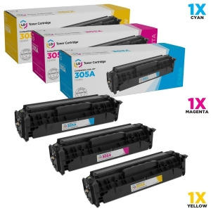 Ld Compatible Replacements for Hp305a Set of 3 Laser Toner Cartridges Includes 1 Ce411a Cyan 1 Ce412a Yellow and 1 Ce413a Magenta - All