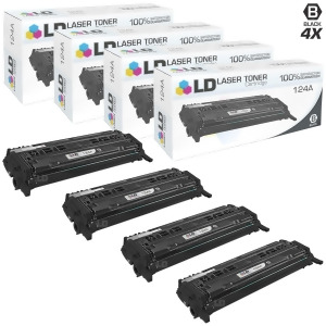Ld Remanufactured Replacements for Hewlett Packard 124A Q6000a Pack of 4 Black Toner Cartridges for Color LaserJet 1600 2600n 2605dn 2605dtn CM1015mfp