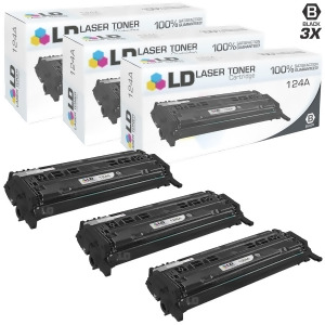 Ld Remanufactured Replacements for Hewlett Packard 124A Q6000a Pack of 3 Black Toner Cartridges for Color LaserJet 1600 2600n 2605dn 2605dtn CM1015mfp