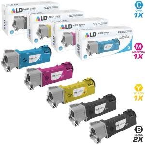 Ld Compatible Xerox Phaser 6500 Set of 5 High Yield Cartridges 2 106R01597 Black 1 106R01594 Cyan 1 106R01595 Magenta and 1 106R01596 Yellow for 6500 