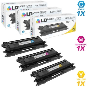 Ld Remanufactured Brother Tn115 Tn110 Set of 3 High Yield Color Laser Toner Cartridges 1 Tn115 Cyan 1 Tn115 Magenta and 1 Tn115 Yellow for Dcp Hl and 