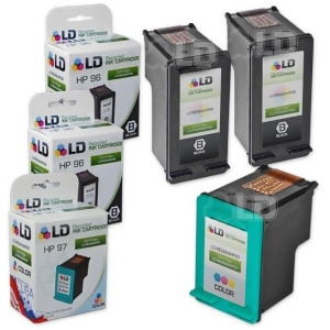 Ld Remanufactured Replacements for Hp 96 / C8767wn Black Hp 97 / C9363wn Color Set of 3 High Yield Ink Cartridges 2 Black 1 Color - All