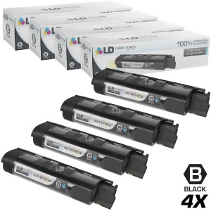 Ld Compatible Okidata 42127404 Set of 4 Black Toner Cartridges for Oki C5100n C5150n C5200n C5250 C5300n C5400 C5400dn C5400dtn C5400n C5400tn C5450 C