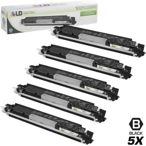 Ld Remanufactured Replacements for Hewlett Packard Cf350a Hp 130A Set of 5 Black Laser Toner Cartridges for use in Hp Color LaserJet Pro Mfp M176n and