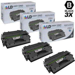 Ld Compatible Replacements for Hp Ce505x Hp 05X Set of 3 High Yield Black Laser Toner Cartridges for use in Hp LaserJet P2055d P2055dn and P2055x Prin