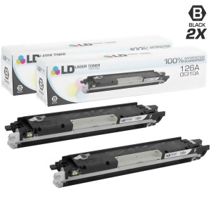 Ld Remanufactured Replacement for Hp 126A / Ce310a Set of 2 Black Toners for Color LaserJet CP1025nw TopShot Pro M275 100 Mfp M175a 100 Mfp M175nw - A