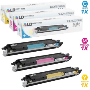 Ld Remanufactured Replacements for Hp 126A Set of 3 Laser Toner Cartridges 1 Ce311a Cyan 1 Ce312a Yellow Ce313a Magenta - All