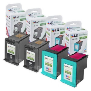 Ld Remanufactured Replacements for Hp 74 75 Set of 4 Ink Cartridges 2 Cb335wn Black 2 Cb337wn Color for DeskJet D4260 D4363 OfficeJet J5730 J5788 J640