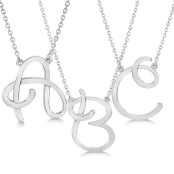Personalized Cursive Script Single Initial Pendant in 14k White Gold Personalized Cursive Script Single Initial Pendant in 14k White Gold