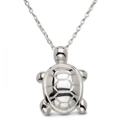 Women's Carved Sea Turtle Pendant Set in 925 Sterling Silver Women's Carved Sea Turtle Pendant Set in 925 Sterling Silver