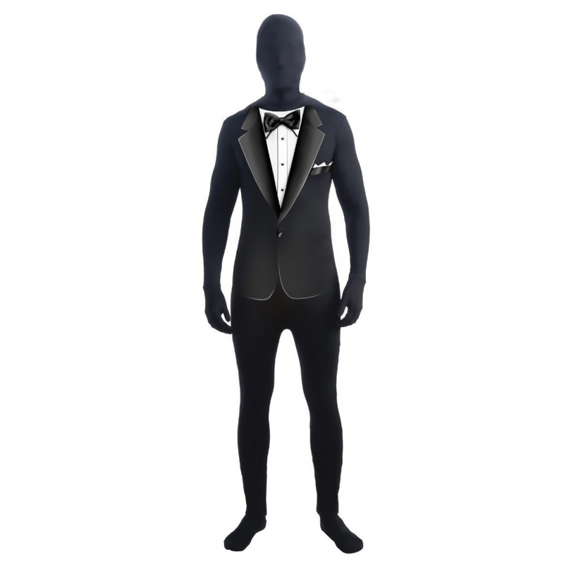 Adult Black Invisible Man Full Body Suit (Plus Size)