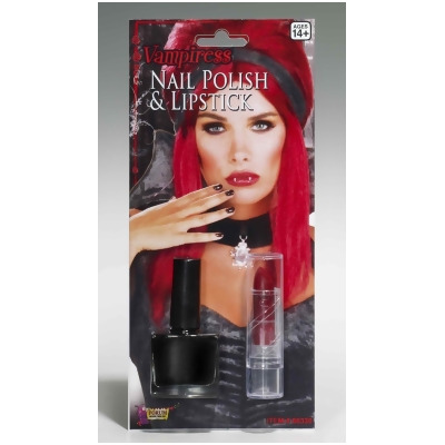 Vampiress Black Nail Polish & Lipstick Costume Makeup set 