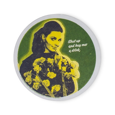 Single Retro Cork Drink Coaster - Shut Up And Buy Me A Drink 