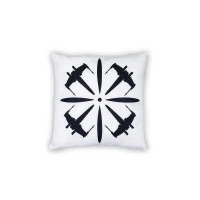 Star Wars White Throw Pillow | Black X-Wing Fighter Design | 18 x 18 Inches 
