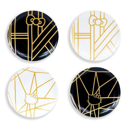 Hello Kitty Panache Black & Gold 4 Piece Side Plate Set 