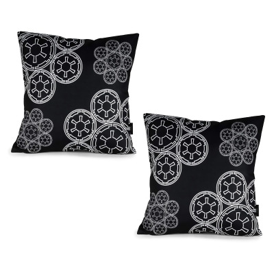 Star Wars Black Throw Pillow | White Imperial Logo | 20 x 20 Inches | Set of 2 