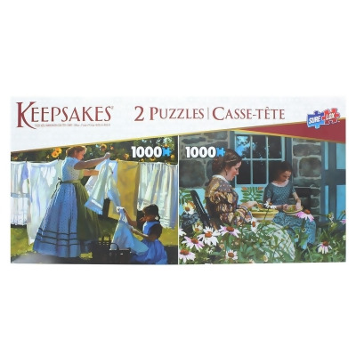 Set of 2 Keepsakes 1000 Piece Jigsaw Puzzles | Wash Day / Snapping Beans 