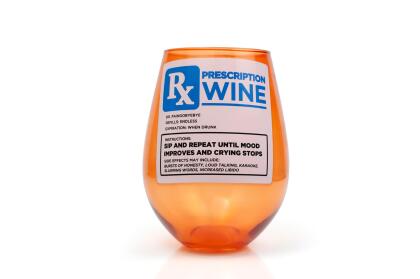 Rx Prescription Stemless Wine Glass | Funny Wine Glass | 30 Ounces 