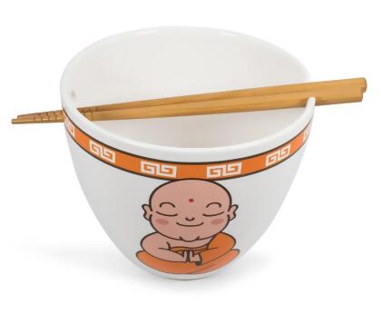 Toynk Hungry Buddha Japanese Dinnerware Set | 16-Ounce Ramen Bowl and Chopsticks