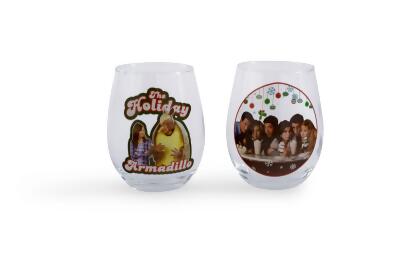 Friends Holiday Stemless Wine Glass Collectible 2-Pack | Each Holds 20 Ounces 