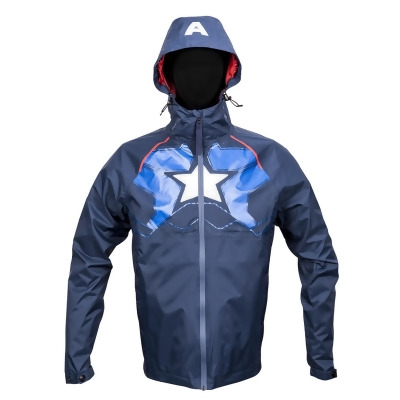 Marvel Comics Captain America Zip Raincoat For Men | Wind And Waterproof Jacket 