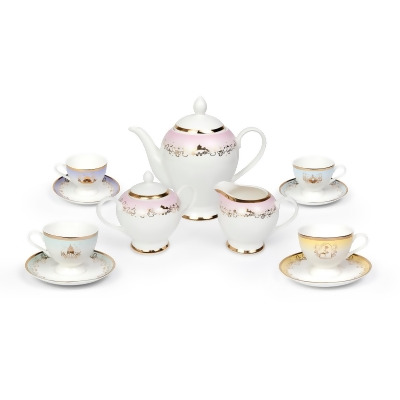 Disney Princess 13-Piece Ceramic Tea Set | Ariel, Cinderella, Jasmine, Belle 