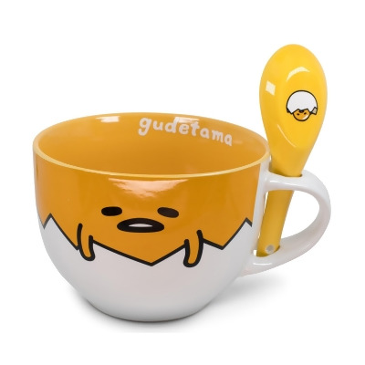 Sanrio Gudetama Ceramic Soup Mug With Spoon | Holds 24 Ounces 
