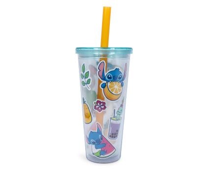 Disney Lilo & Stitch Boba Tea Carnival Cup with Lid and Straw | Holds 24 Ounces 