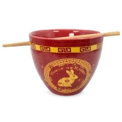 Year Of The Rabbit Chinese Zodiac 16-Ounce Ramen Bowl and Chopstick Set