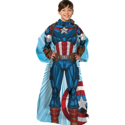 Marvel Captain America Youth Silk Touch Comfy Throw Blanket with Sleeves 