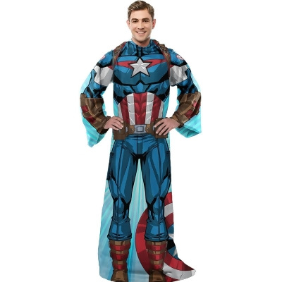 Marvel Captain America Adult Silk Touch Comfy Throw Blanket with Sleeves 