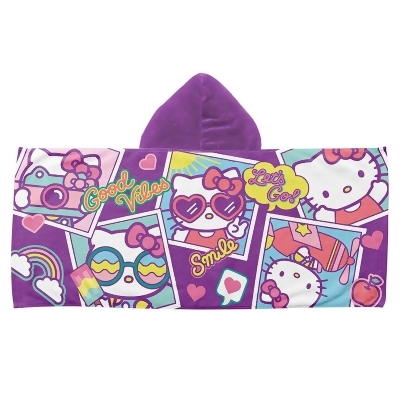 Hello Kitty Lets Go 22 x 51 Inch Kids Hooded Beach Towel 
