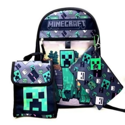 Minecraft Creeper 5 Piece 16 Inch Backpack Set 