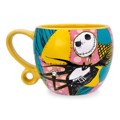 Disney Nightmare Before Christmas Jack and Sally Patchwork Sculpted Ceramic Mug 