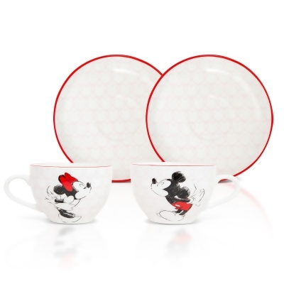 Disney Mickey and Minnie Bone China Teacup and Saucer | Set of 2 