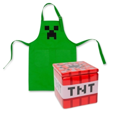 Minecraft Kitchen Set: Creeper Youth Apron & TNT Cookie Jar 