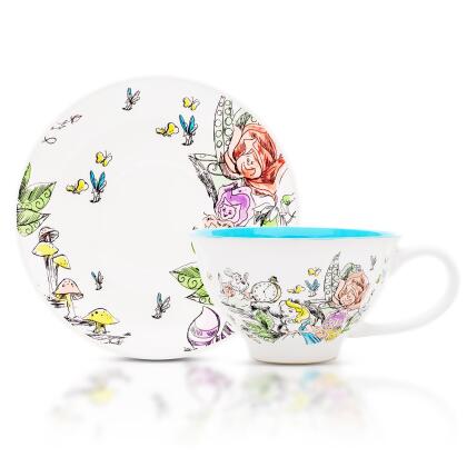 Disney Alice In Wonderland Ceramic Teacup and Saucer Set 