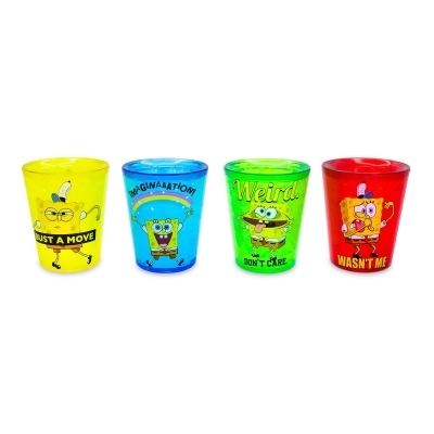 SpongeBob SquarePants Rainbow 1.5-Ounce Plastic Freeze Gel Mini Cups | Set of 4 